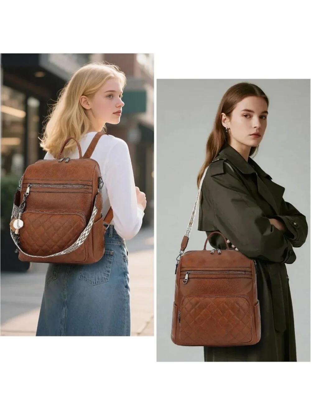 Stylish Large PU Leather Backpack Purse for Women - Versatile Travel Bag
